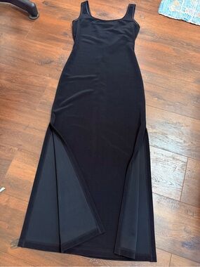 A.B.S. Evening Collection black Maxi Dress w Dramatic Sides